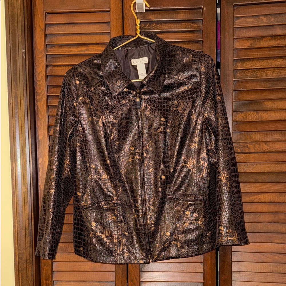 Brown Crocodile Pattern Womens Jacket